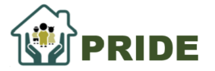 The PRIDE logo: a house outline cradled by two hands over a family group, beside the word PRIDE.